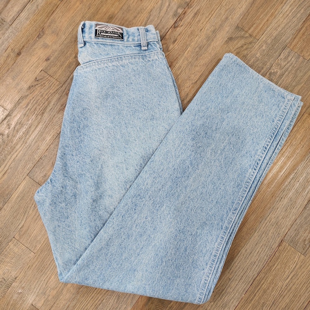 VTG 90 Rocky Mountain Bareback Jeans 28 Waist 31.5 Inseam Cutout Back Light Wash - Picture 2 of 13